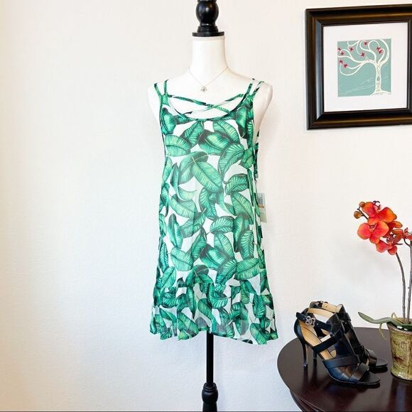 🍋 Miken • NWT Printed Ruffle Hem Cover-Up Dress Size Small - Picture 1 of 11